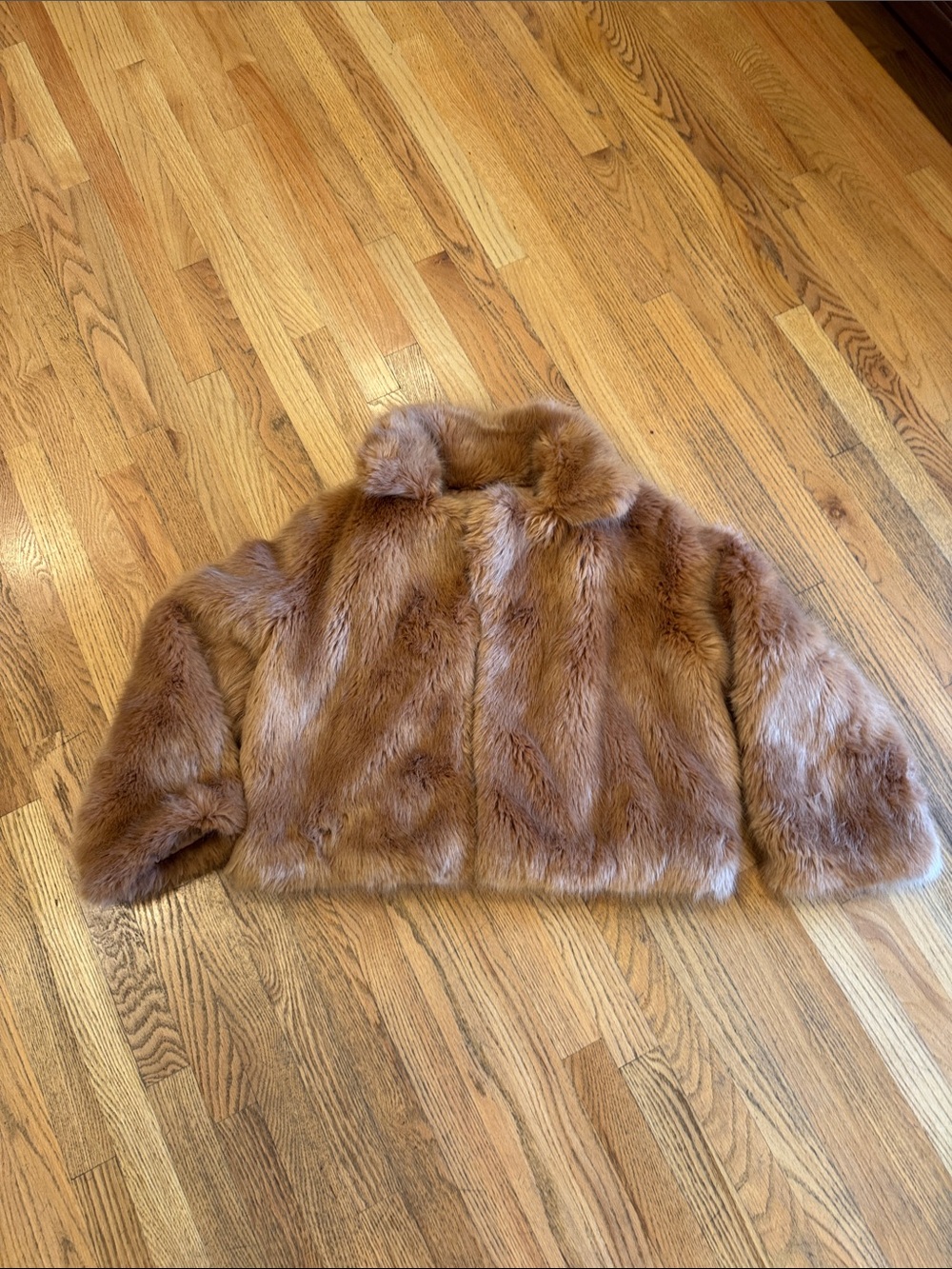 Marciano women’s Faux Fur Pea Coat in Chestnut Large